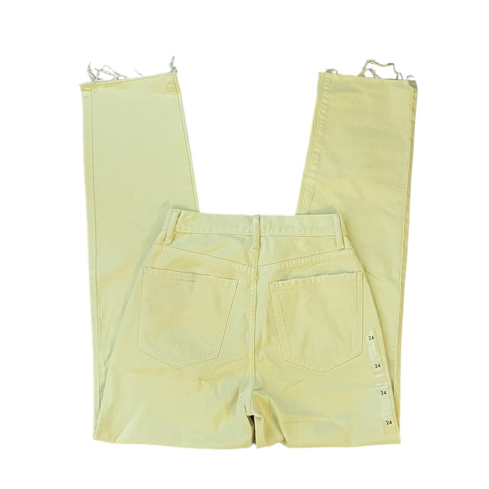 y2k pacsun pastel yellow distressed high waisted oversized dad denim jeans